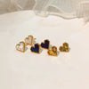 1 Pair Casual Simple Style Heart Shape Flower Butterfly Inlay Titanium Steel Shell Zircon Ear Studs