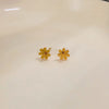 1 Pair Casual Simple Style Heart Shape Flower Butterfly Inlay Titanium Steel Shell Zircon Ear Studs
