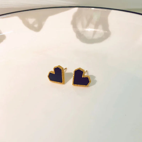 1 Pair Casual Simple Style Heart Shape Flower Butterfly Inlay Titanium Steel Shell Zircon Ear Studs