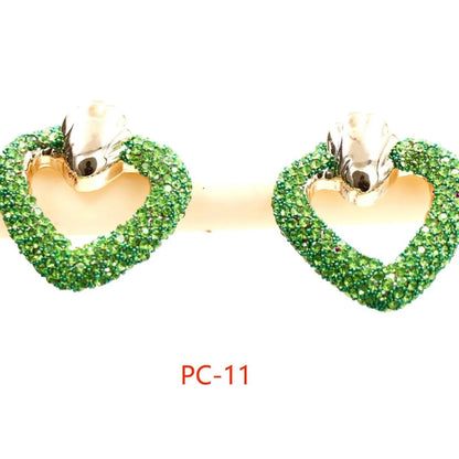 1 Pair Casual Simple Style Heart Shape Inlay Alloy Rhinestones Ear Studs