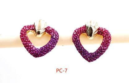 1 Pair Casual Simple Style Heart Shape Inlay Alloy Rhinestones Ear Studs