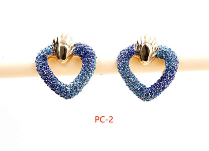 1 Pair Casual Simple Style Heart Shape Inlay Alloy Rhinestones Ear Studs