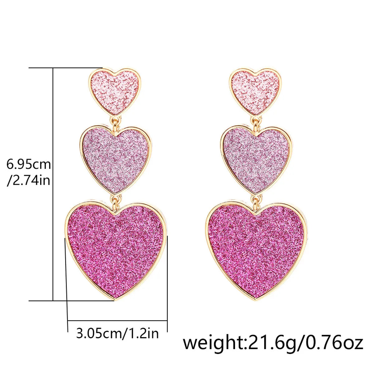 1 Pair Casual Simple Style Heart Shape Plating Alloy Drop Earrings