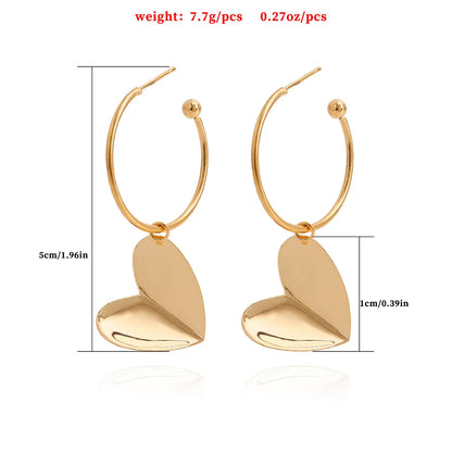 1 Pair Casual Simple Style Heart Shape Plating Alloy Drop Earrings