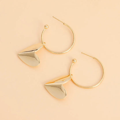 1 Pair Casual Simple Style Heart Shape Plating Alloy Drop Earrings