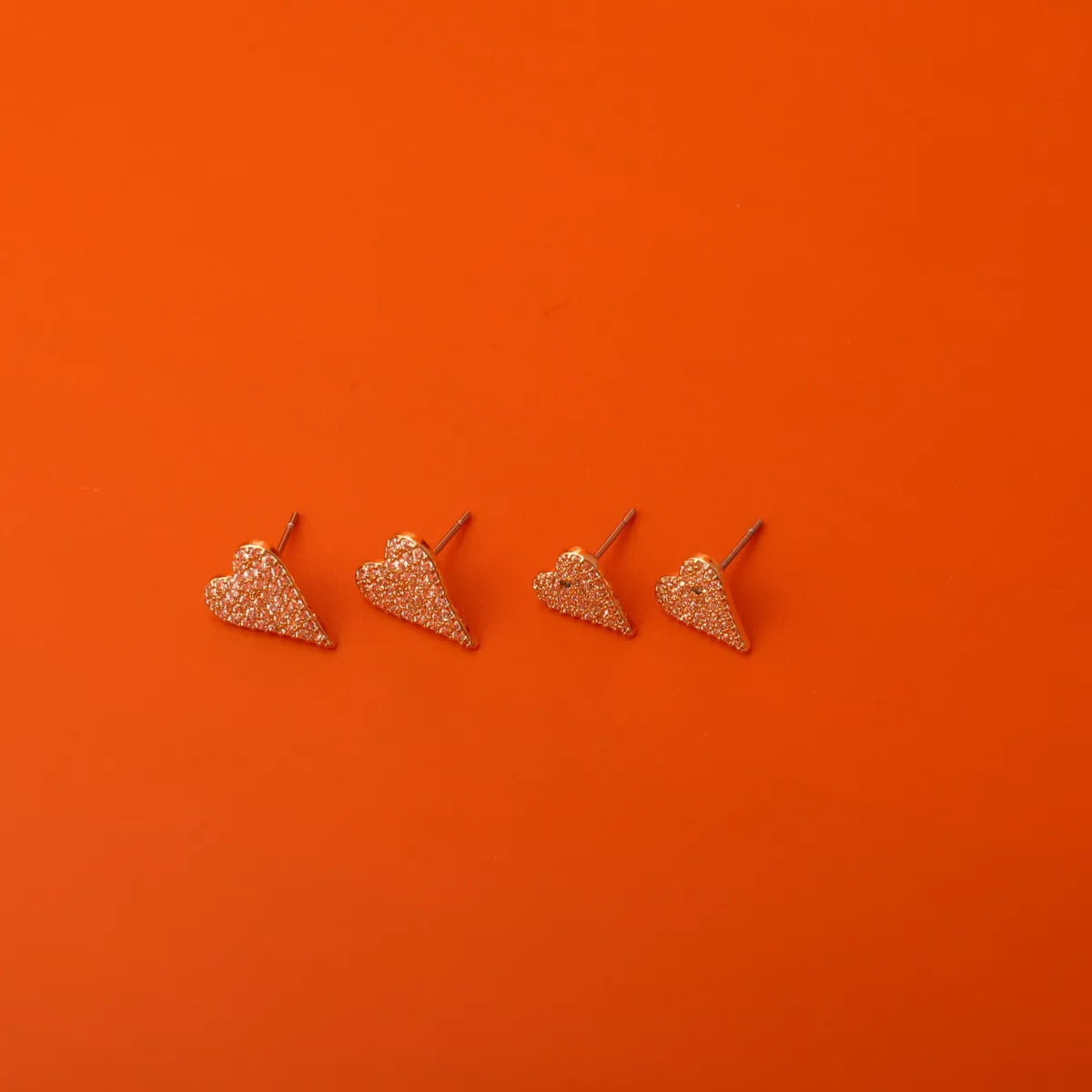 1 Pair Casual Simple Style Heart Shape Plating Copper Copper 18k Gold Plated Ear Studs