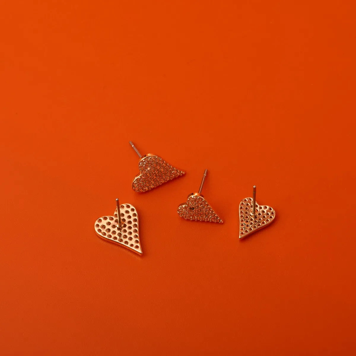 1 Pair Casual Simple Style Heart Shape Plating Copper Copper 18k Gold Plated Ear Studs