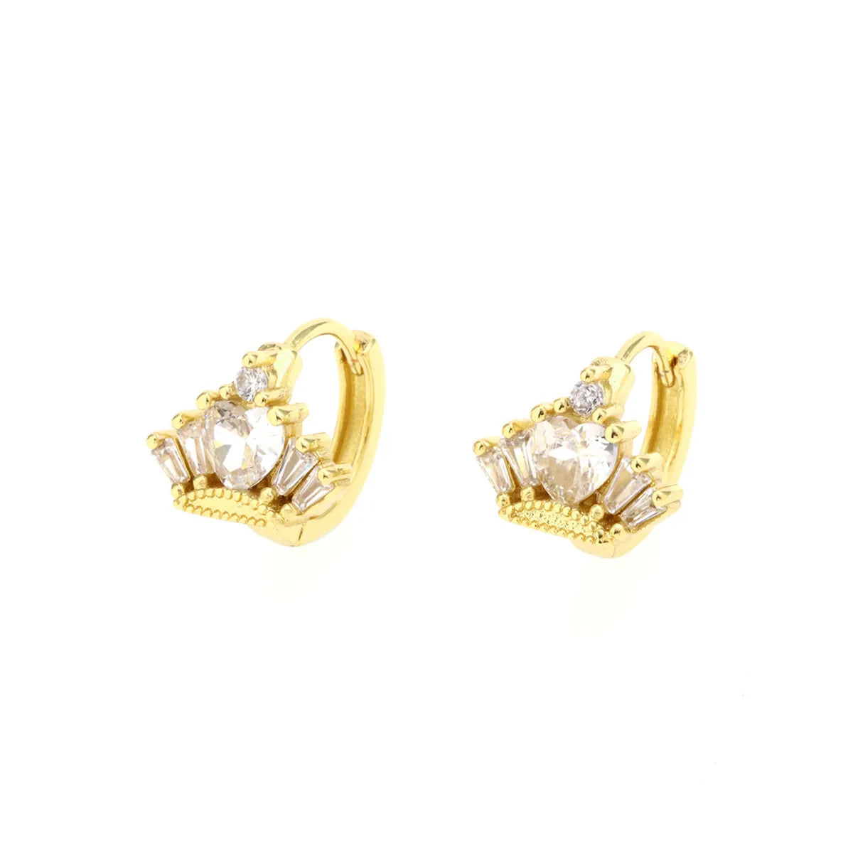 1 Pair Casual Simple Style Heart Shape Plating Inlay Copper Zircon 18k Gold Plated Earrings