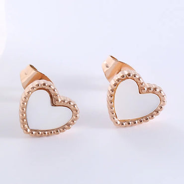 1 Pair Casual Simple Style Heart Shape Plating Inlay 304 Stainless Steel Acrylic Ear Studs