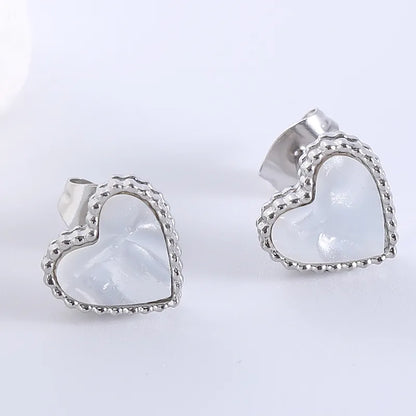 1 Pair Casual Simple Style Heart Shape Plating Inlay 304 Stainless Steel Acrylic Ear Studs