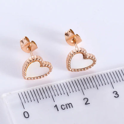 1 Pair Casual Simple Style Heart Shape Plating Inlay 304 Stainless Steel Acrylic Ear Studs