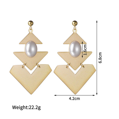 1 Pair Casual Simple Style Heart Shape Plating Inlay Stainless Steel Pearl 18k Gold Plated Drop Earrings