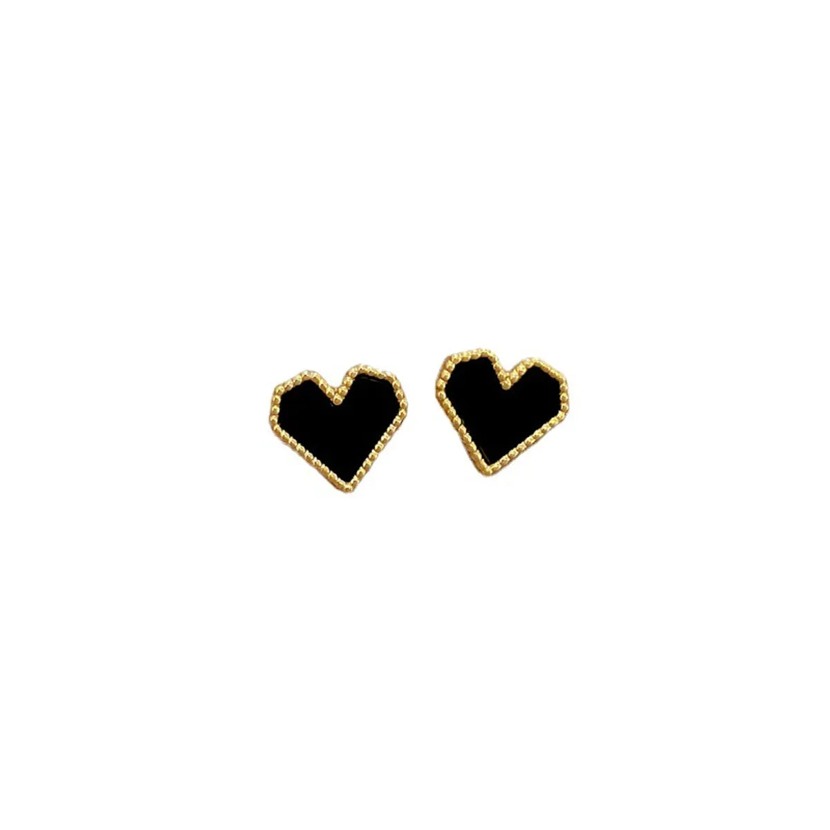 1 Pair Casual Simple Style Heart Shape Plating Inlay Titanium Steel Shell Ear Studs