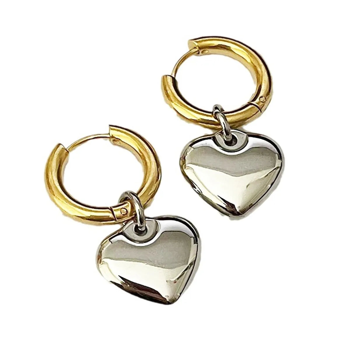 1 Pair Casual Simple Style Heart Shape Plating Titanium Steel 18K Gold Plated Drop Earrings