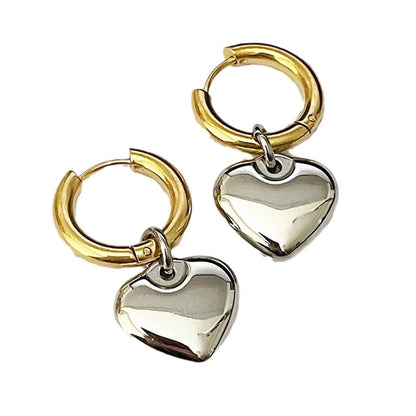 1 Pair Casual Simple Style Heart Shape Plating Titanium Steel 18K Gold Plated Drop Earrings