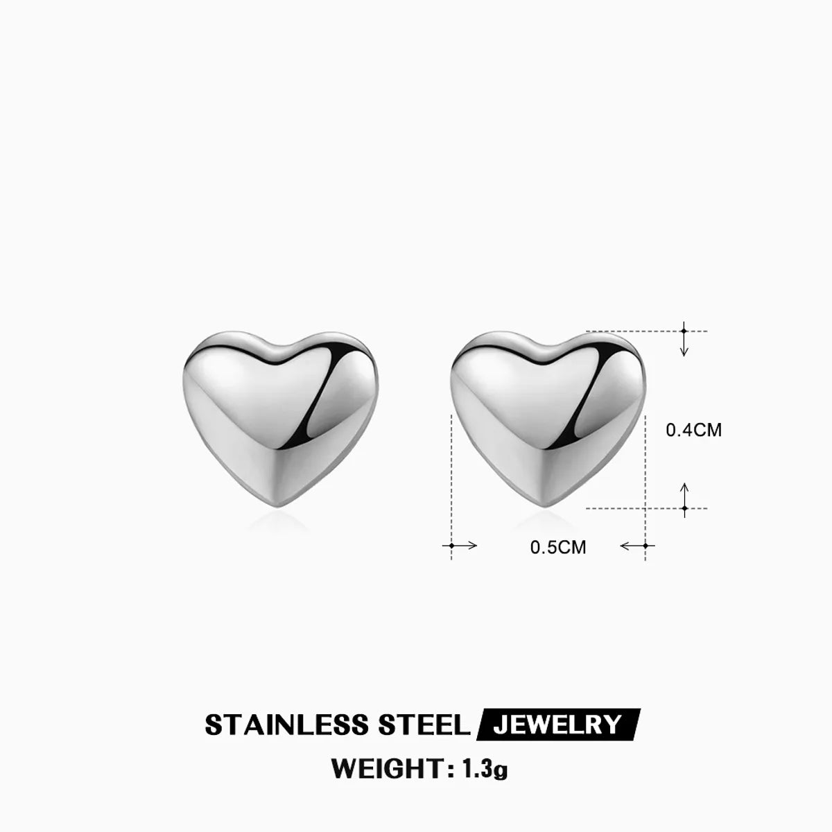 1 Pair Casual Simple Style Heart Shape Plating 304 Stainless Steel 18K Gold Plated Ear Studs