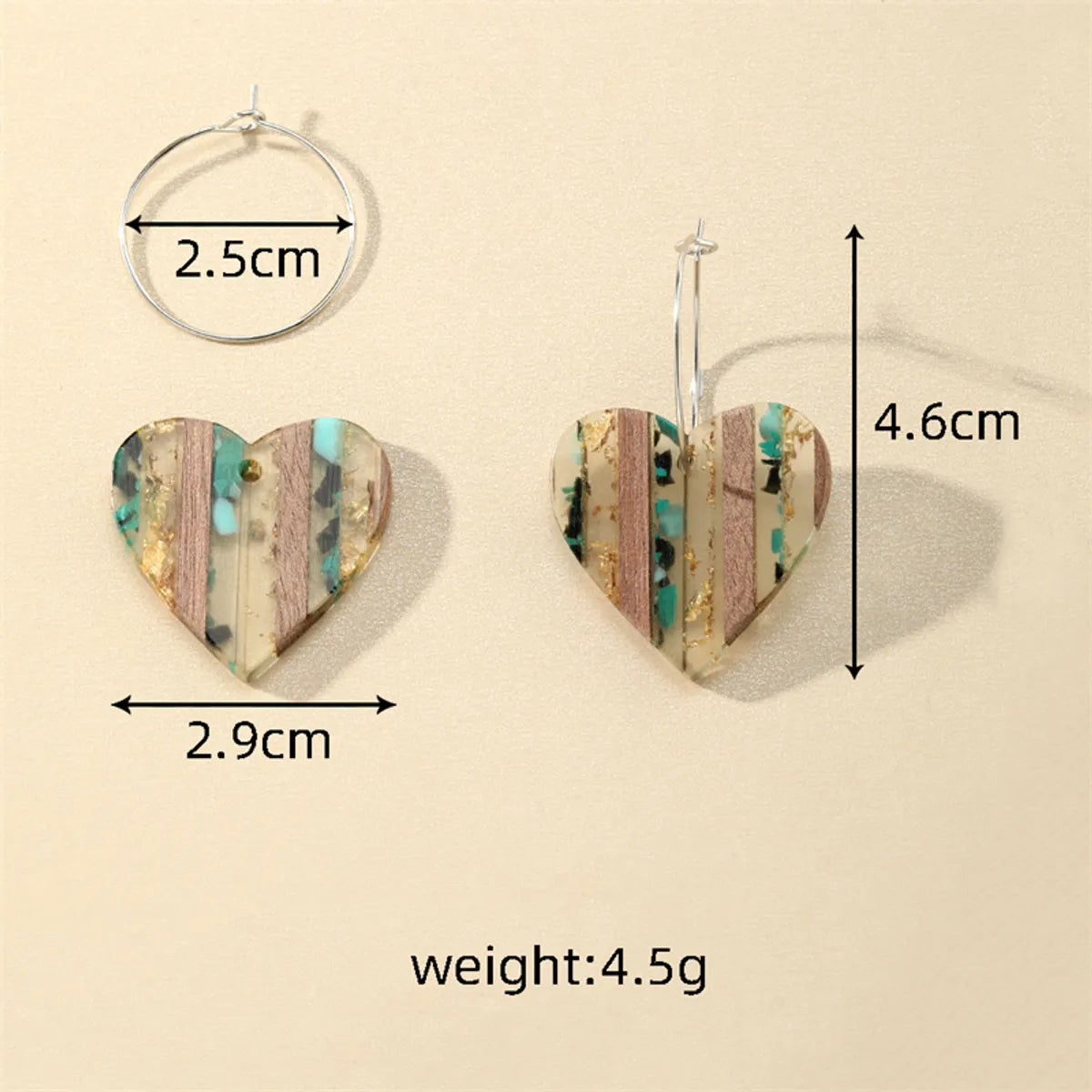 1 Pair Casual Simple Style Heart Shape Printing Wood Drop Earrings