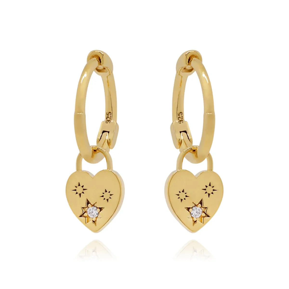 1 Pair Casual Simple Style Hexagram Heart Shape Plating Inlay Copper Zircon 18k Gold Plated Hoop Earrings Drop Earrings Ear Cuffs