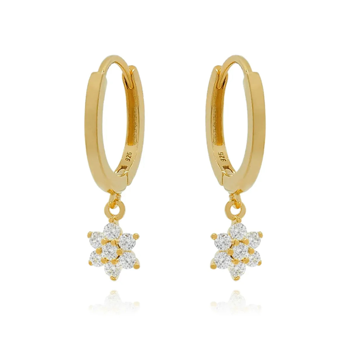 1 Pair Casual Simple Style Hexagram Heart Shape Plating Inlay Copper Zircon 18k Gold Plated Hoop Earrings Drop Earrings Ear Cuffs