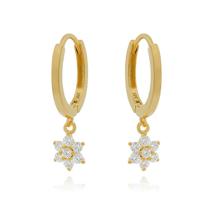 1 Pair Casual Simple Style Hexagram Heart Shape Plating Inlay Copper Zircon 18k Gold Plated Hoop Earrings Drop Earrings Ear Cuffs