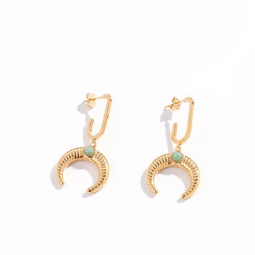 1 Pair Casual Simple Style Horns Plating Inlay 304 Stainless Steel Zircon Drop Earrings