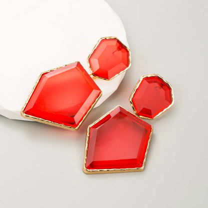 1 Pair Casual Simple Style Irregular Inlay Alloy Resin Drop Earrings