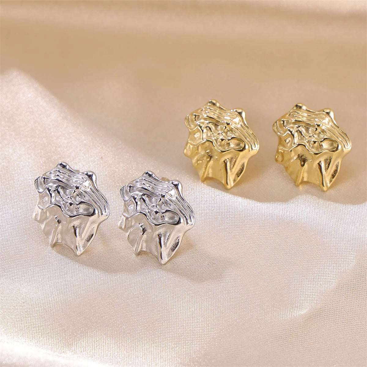 1 Pair Casual Simple Style Irregular Solid Color 304 Stainless Steel 18K Gold Plated Ear Studs