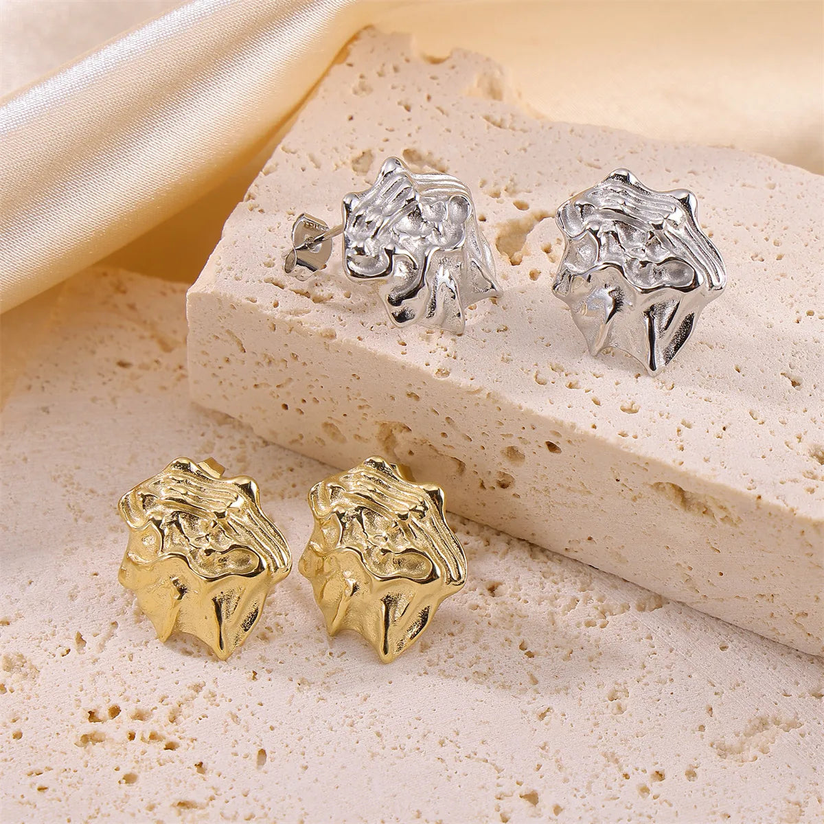 1 Pair Casual Simple Style Irregular Solid Color 304 Stainless Steel 18K Gold Plated Ear Studs