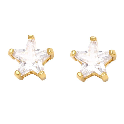 1 Pair Casual Simple Style Leaf Flower Rectangle Copper Plating Zircon Drop Earrings Ear Studs