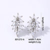 1 Pair Casual Simple Style Leaves Plating Inlay Copper Zircon White Gold Plated Ear Studs