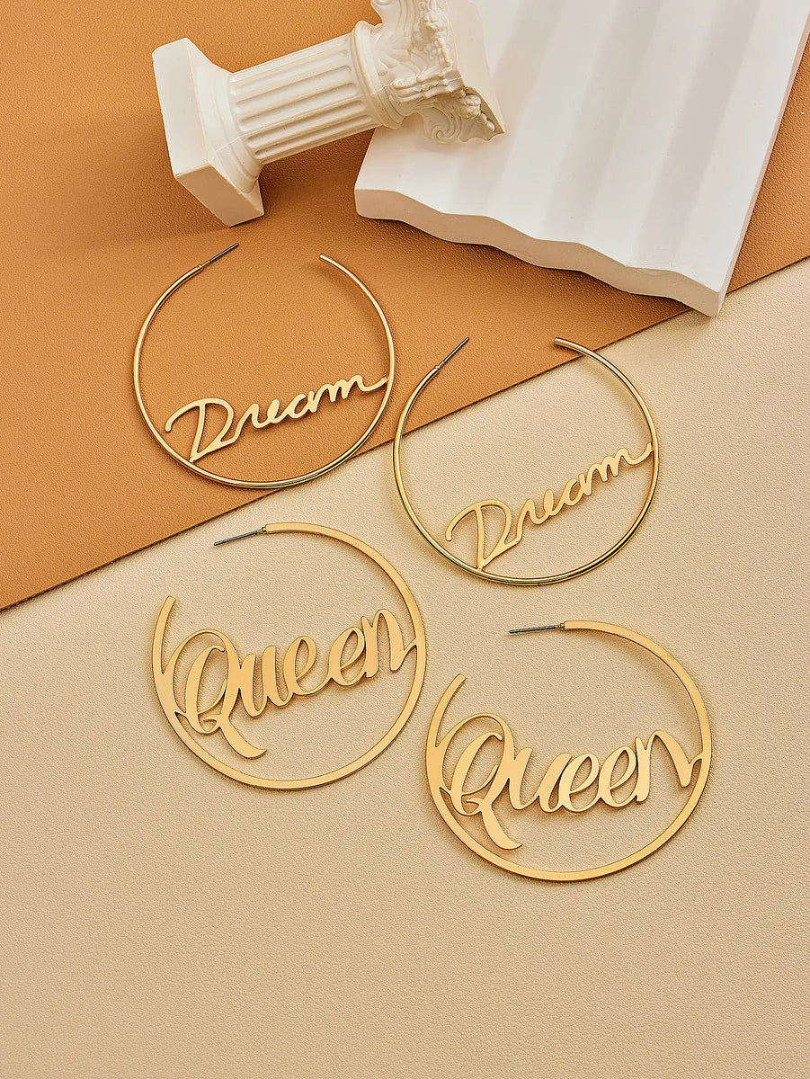 1 Pair Casual Simple Style Letter Hollow Out Alloy Ear Studs