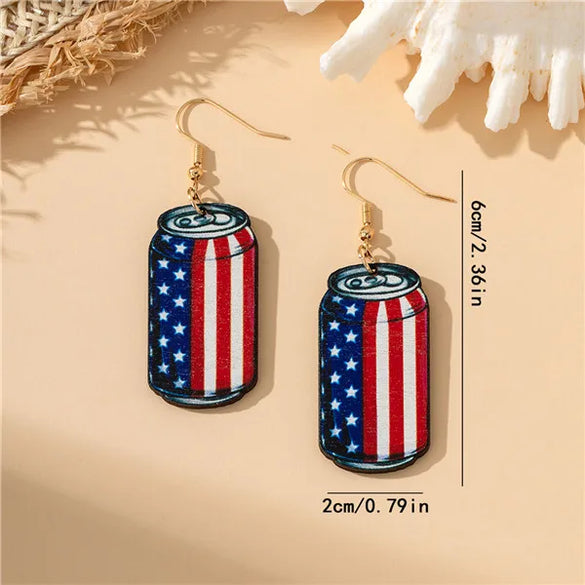 1 Pair Casual Simple Style National Flag Bottle Wood Drop Earrings