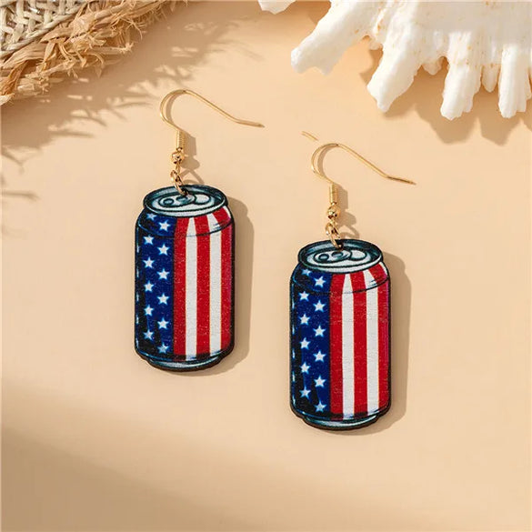 1 Pair Casual Simple Style National Flag Bottle Wood Drop Earrings