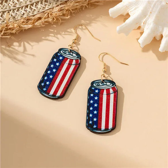1 Pair Casual Simple Style National Flag Bottle Wood Drop Earrings