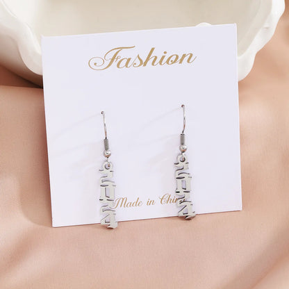 1 Pair Casual Simple Style Number Stainless Steel Drop Earrings