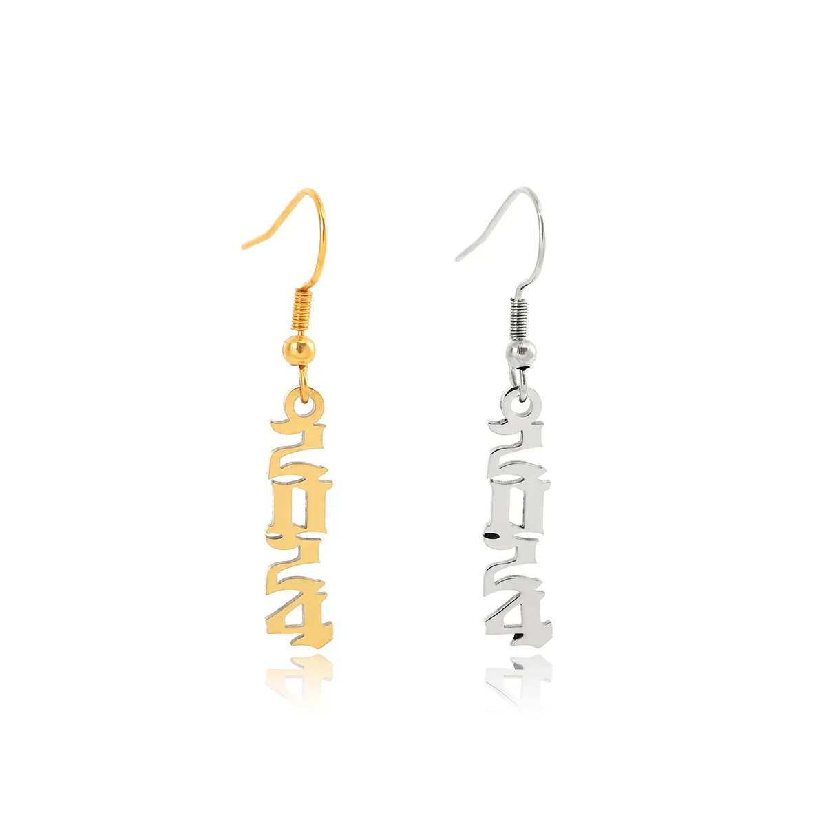 1 Pair Casual Simple Style Number Stainless Steel Drop Earrings