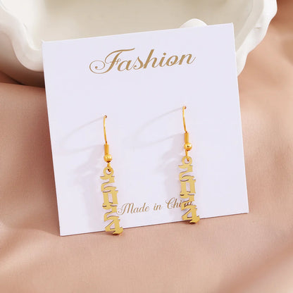 1 Pair Casual Simple Style Number Stainless Steel Drop Earrings