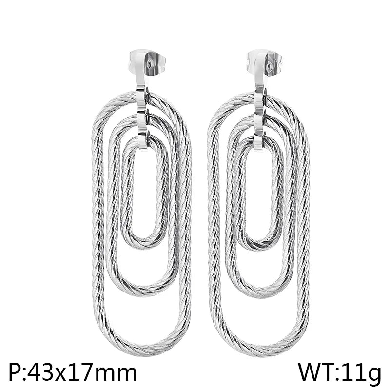 1 Pair Casual Simple Style Oval 304 Stainless Steel 18K Gold Plated Drop Earrings