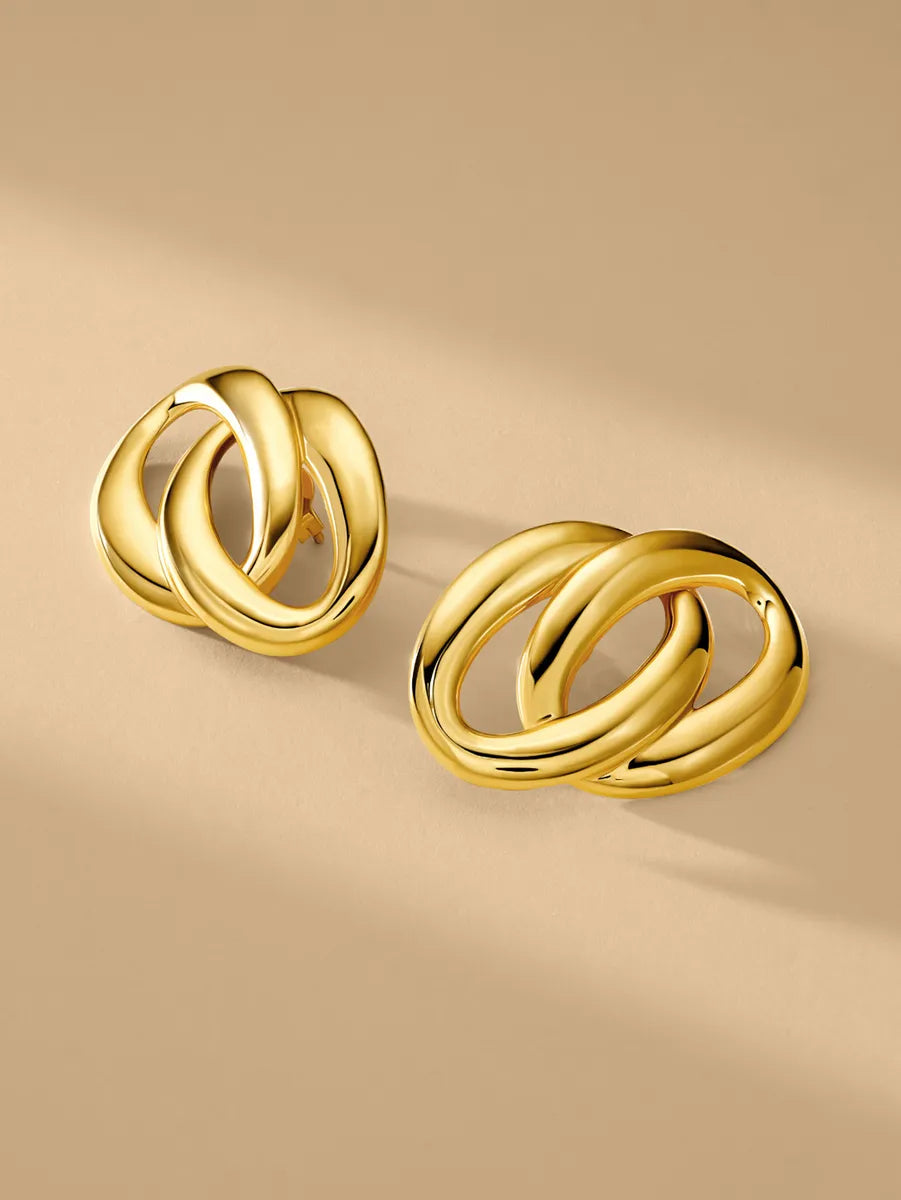 1 Pair Casual Simple Style Oval Plating Alloy 14k Gold Plated Ear Studs