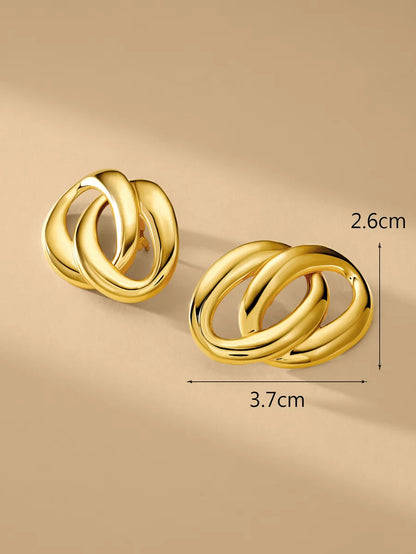 1 Pair Casual Simple Style Oval Plating Alloy 14k Gold Plated Ear Studs