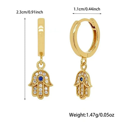 1 Pair Casual Simple Style Palm Inlay Sterling Silver Zircon White Gold Plated Gold Plated Drop Earrings