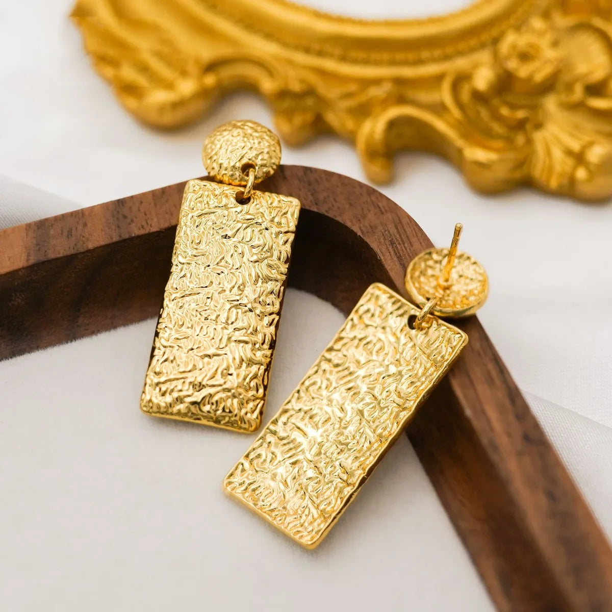 1 Pair Casual Simple Style Rectangle 304 Stainless Steel 18K Gold Plated Drop Earrings