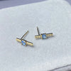 1 Pair Casual Simple Style Rectangle Plating Inlay Sterling Silver Zircon 14k Gold Plated Ear Studs