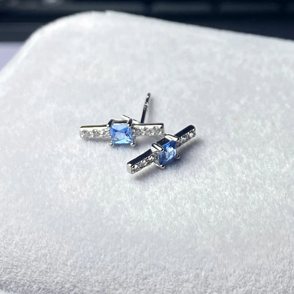 1 Pair Casual Simple Style Rectangle Plating Inlay Sterling Silver Zircon 14k Gold Plated Ear Studs