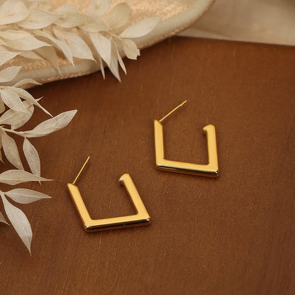 1 Pair Casual Simple Style Rhombus Plating Titanium Steel Ear Studs