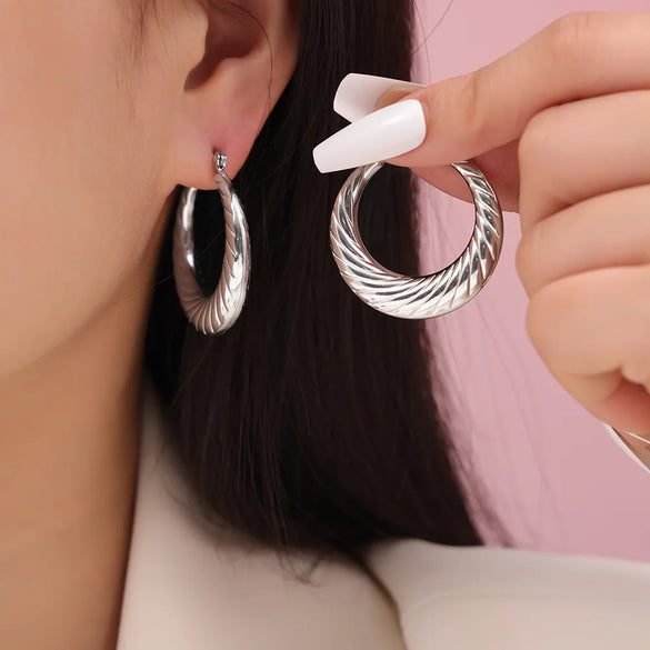 1 Pair Casual Simple Style Round 304 Stainless Steel 18K Gold Plated Earrings