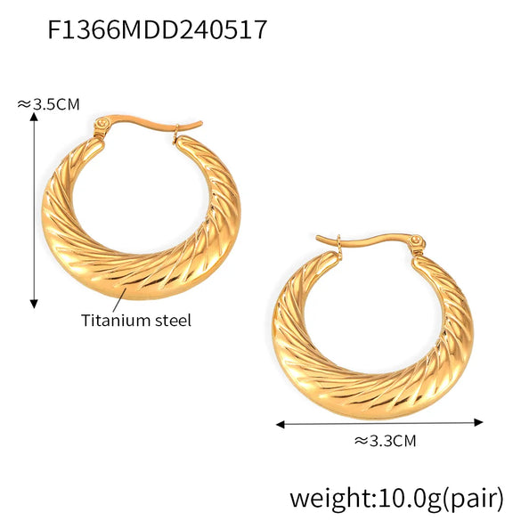 1 Pair Casual Simple Style Round 304 Stainless Steel 18K Gold Plated Earrings