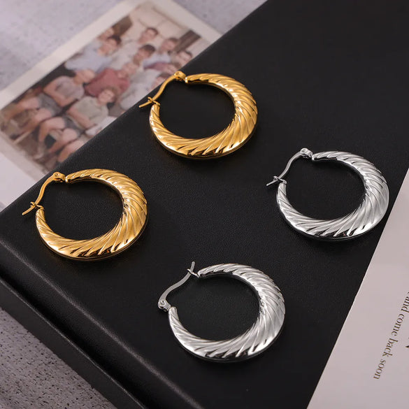 1 Pair Casual Simple Style Round 304 Stainless Steel 18K Gold Plated Earrings