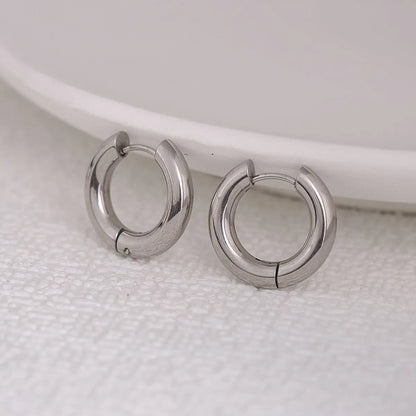 1 Pair Casual Simple Style Round 304 Stainless Steel Earrings