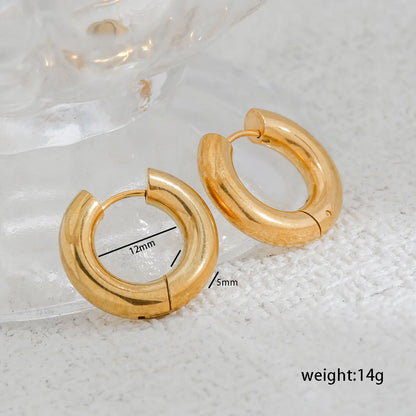 1 Pair Casual Simple Style Round 304 Stainless Steel Earrings